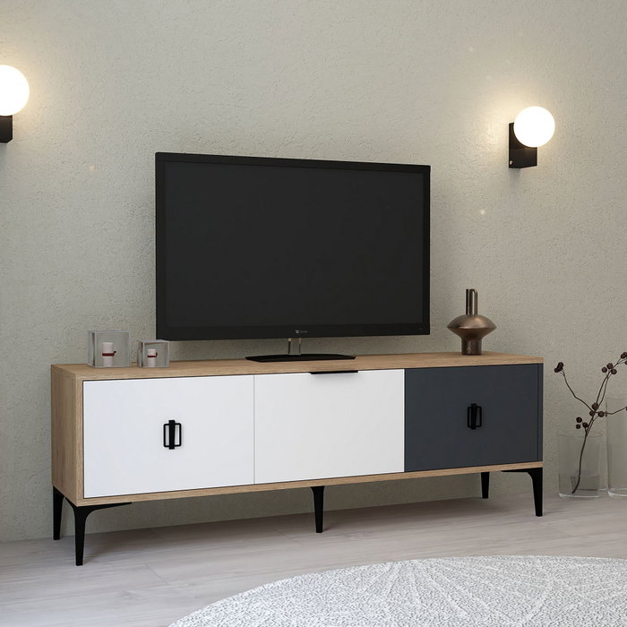 Hanah Home Neva 3501 Soporte para TV Roble, Blanco, Antracita